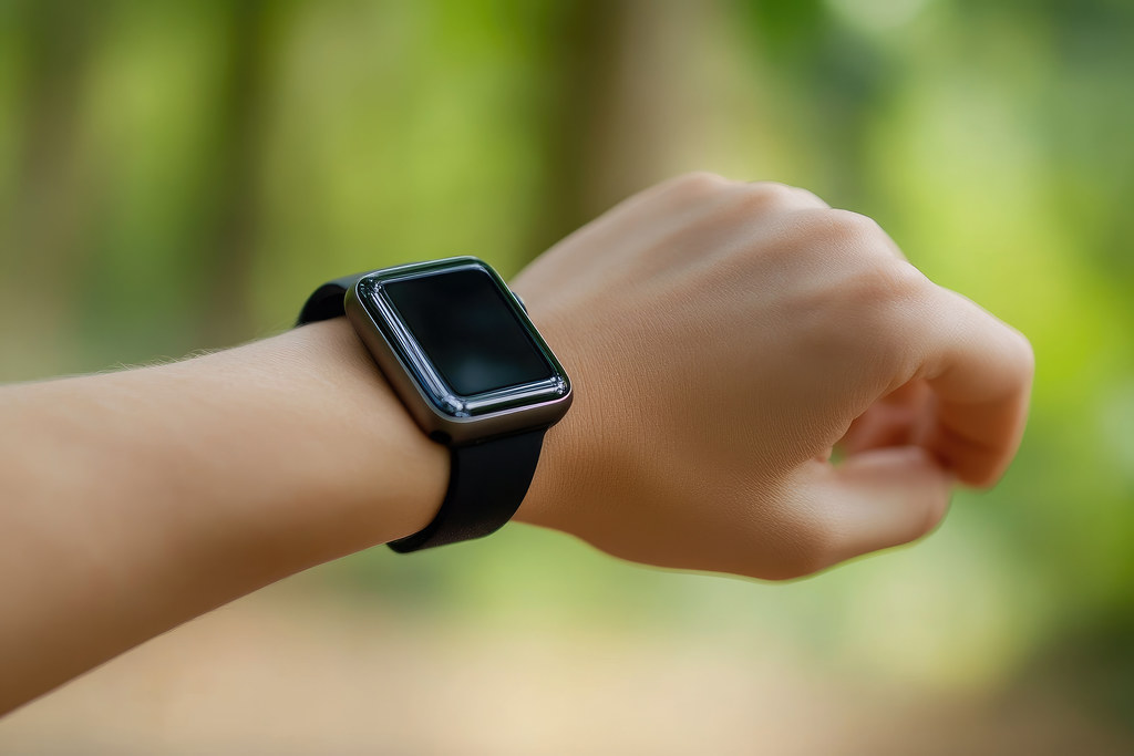 Wrist wearing a fitness wearable band