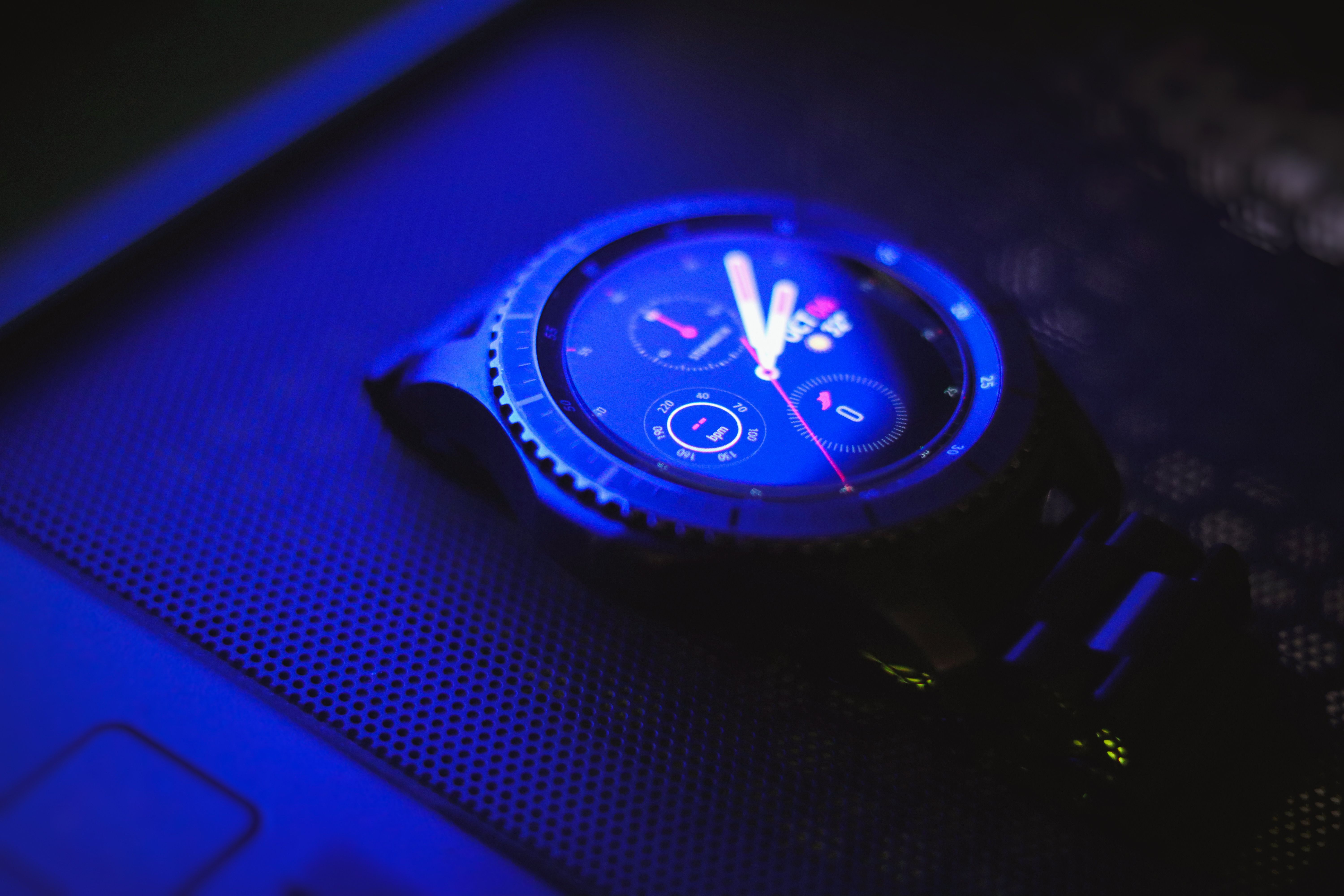 Close-up of a modern smartwatch with a sleek digital display